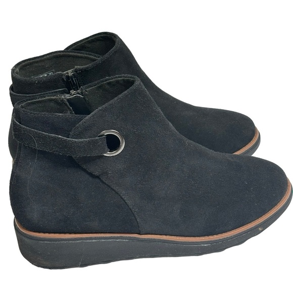 Clark’s Collection Spring “Sharon” Black Leather Suede Ankle Boots Size 9.5 - Picture 6 of 9